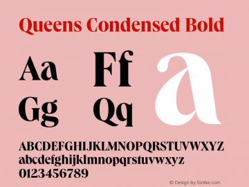 Queens Condensed Bold Version 1.001 Font Sample