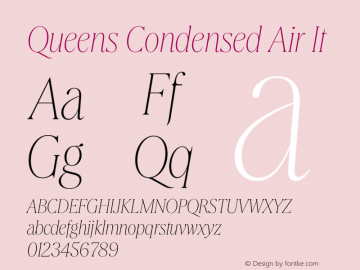Queens Condensed Air It Version 1.001 Font Sample