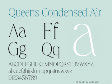 Queens Condensed Air Version 1.001 Font Sample