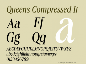Queens Compressed It Version 1.001 Font Sample