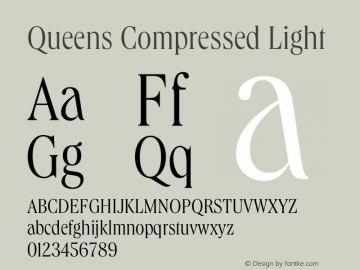 Queens Compressed Light Version 1.001 Font Sample