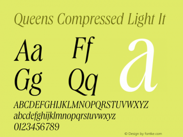 Queens Compressed Light It Version 1.001 Font Sample