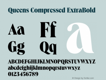 Queens Compressed ExtraBold Version 1.001 Font Sample