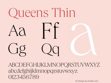Queens Thin Version 1.001 Font Sample