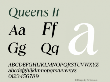 Queens It Version 1.001 Font Sample