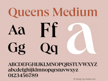 Queens Medium Version 1.001 Font Sample
