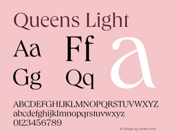 Queens Light Version 1.001 Font Sample