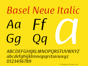 BaselNeue-Italic Version 1.10 Font Sample