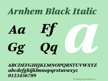 Arnhem-BlackItalic Version 2.001; build 0001图片样张