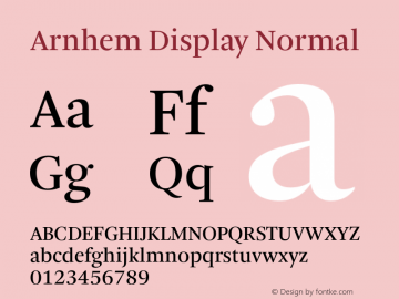 ArnhemDisplay-Normal Version 1.003; build 0001 Font Sample