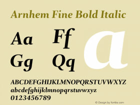 ArnhemFine-BoldItalic Version 1.003; build 0001 Font Sample