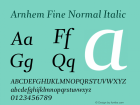 ArnhemFine-NormalItalic Version 1.003; build 0001 Font Sample