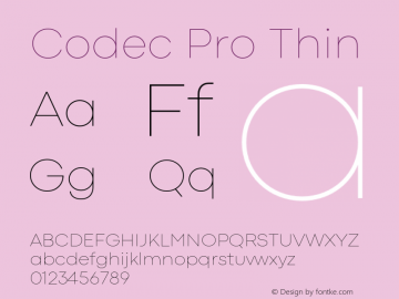 Codec Pro Thin Version 1.000;hotconv 1.0.109;makeotfexe 2.5.65596 Font Sample