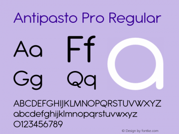 Antipasto Pro Regular Version 1.000;PS 001.000;hotconv 1.0.88;makeotf.lib2.5.64775 Font Sample