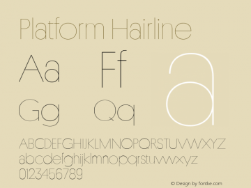 Platform-Hairline Version 001.001 2010 Font Sample
