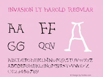 Invasion LT Harold Regular Version 1.0 Font Sample