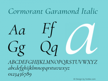 Cormorant Garamond Italic Version 3.604 Font Sample