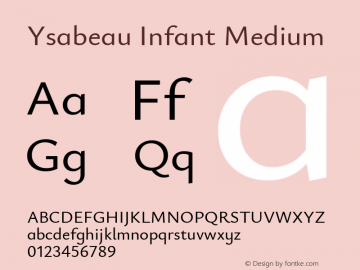 Ysabeau Infant Medium Version 0.019 Font Sample