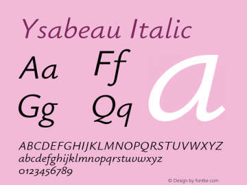 Ysabeau Italic Version 0.017图片样张