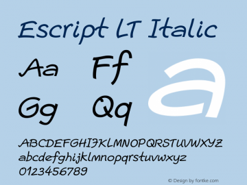 Escript LT Italic Version 1.0 Font Sample