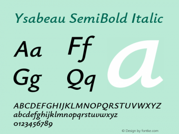 Ysabeau SemiBold Italic Version 0.017图片样张