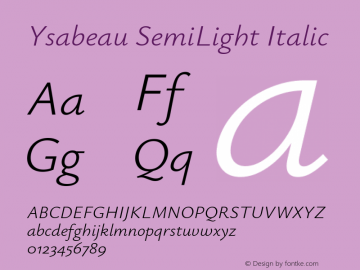 Ysabeau SemiLight Italic Version 0.017图片样张