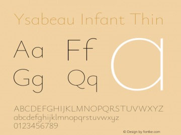 Ysabeau Infant Thin Version 0.003;hotconv 1.0.109;makeotfexe 2.5.65596 Font Sample