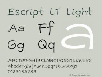 Escript LT Light Version 1.000 Font Sample