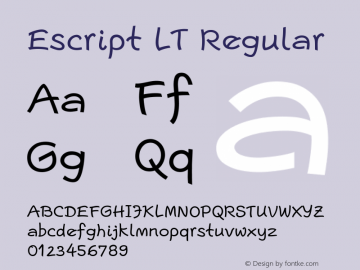 Escript LT Regular Version 1.000 Font Sample