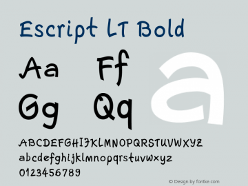 Escript LT Bold Version 1.000 Font Sample