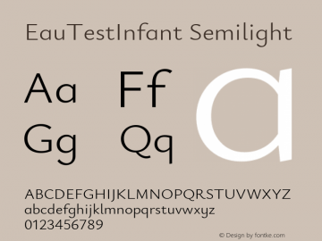 EauTestInfant Semilight Version 0.002 Font Sample