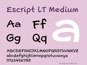 Escript LT Medium Version 001.001 Font Sample