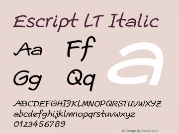 Escript LT Italic Version 1.000 Font Sample