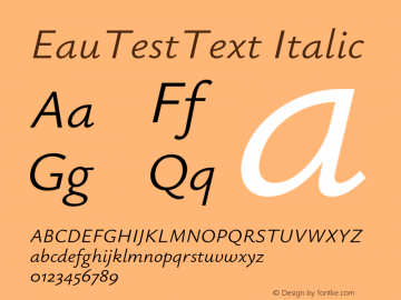 EauTestText Italic Version 0.002;PS 000.002;hotconv 1.0.88;makeotf.lib2.5.64775图片样张