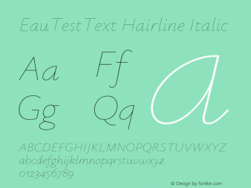 EauTestText Hairline Italic Version 0.002 Font Sample