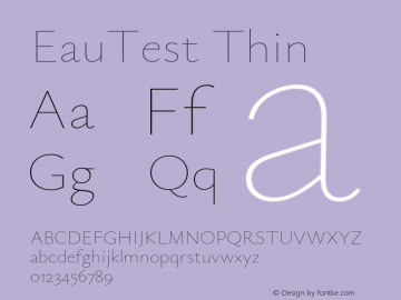 EauTest Thin Version 0.002 Font Sample