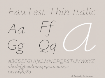 EauTest Thin Italic Version 0.002;PS 000.002;hotconv 1.0.88;makeotf.lib2.5.64775图片样张