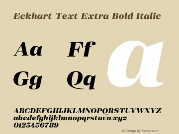 Eckhart Text Extra Bold Italic Version 1.000;hotconv 1.0.109;makeotfexe 2.5.65596 Font Sample