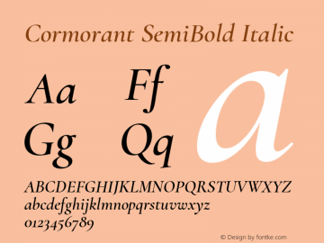 Cormorant SemiBold Italic Version 3.612 Font Sample