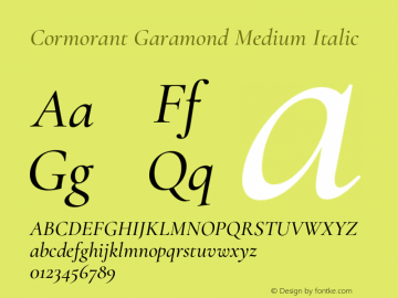 Cormorant Garamond Medium Italic Version 3.612;FEAKit 1.0图片样张