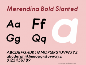 Merendina Bold Slanted Version 1.000;PS 001.000;hotconv 1.0.88;makeotf.lib2.5.64775 Font Sample