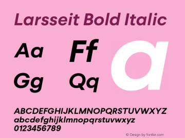 Larsseit Bold Italic 1.000 Font Sample