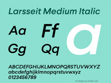 Larsseit Medium Italic 1.000 Font Sample
