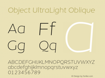 Object-UltraLightOblique Version 1.002;PS 001.002;hotconv 1.0.88;makeotf.lib2.5.64775 Font Sample