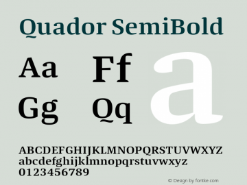 Quador SemiBold Version 1.000;PS 001.000;hotconv 1.0.88;makeotf.lib2.5.64775 Font Sample