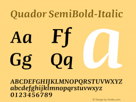 Quador SemiBold-Italic Version 1.000;PS 001.000;hotconv 1.0.88;makeotf.lib2.5.64775 Font Sample