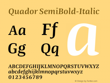 Quador SemiBold-Italic Version 1.000;PS 001.000;hotconv 1.0.88;makeotf.lib2.5.64775图片样张