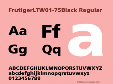 Frutiger LT W01 75 Black Version 1.00 Font Sample