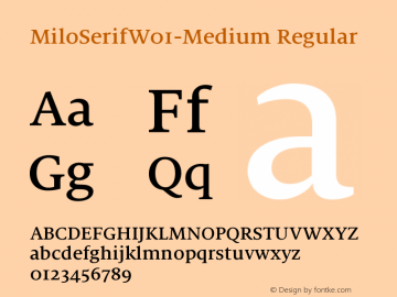 Milo Serif W01 Medium Version 7.60 Font Sample