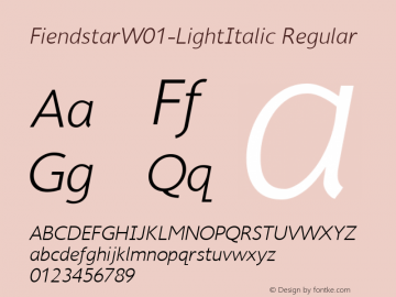 Fiendstar W01 Light Italic Version 1.10 Font Sample